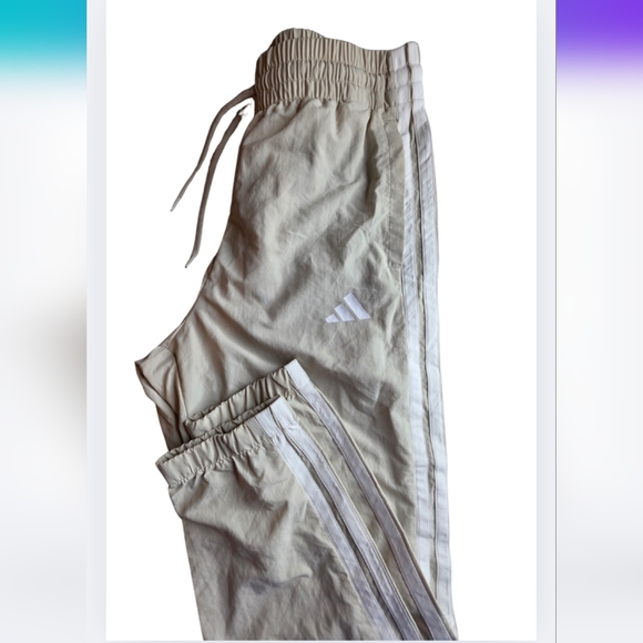 NWT Adidas Beige Jogger Pants White Stripes Multi Sport Size S Athletic 3035-Bm - Picture 3 of 14